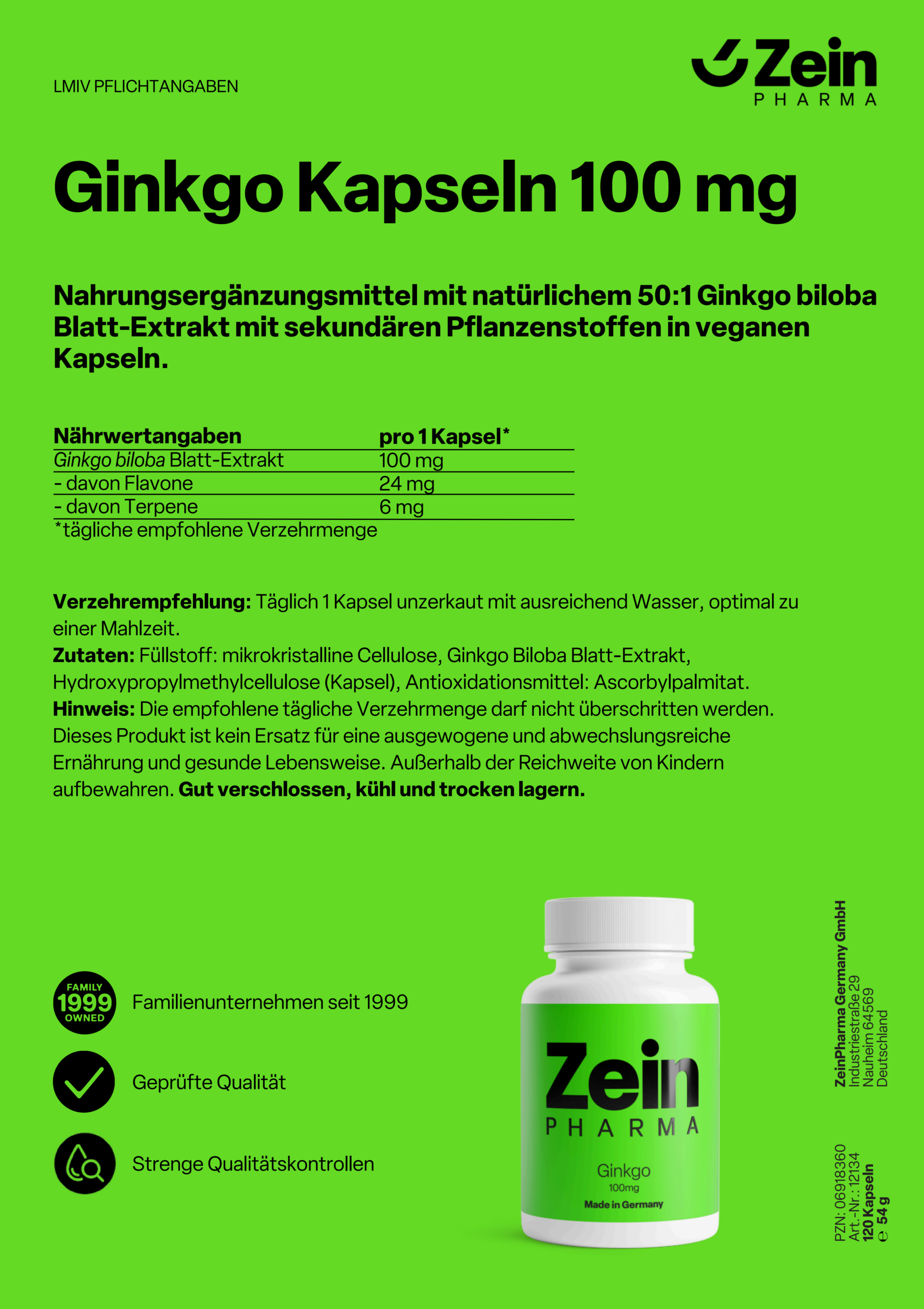 ZeinPharma Ginkgo Kapseln 100 mg - 图片 3