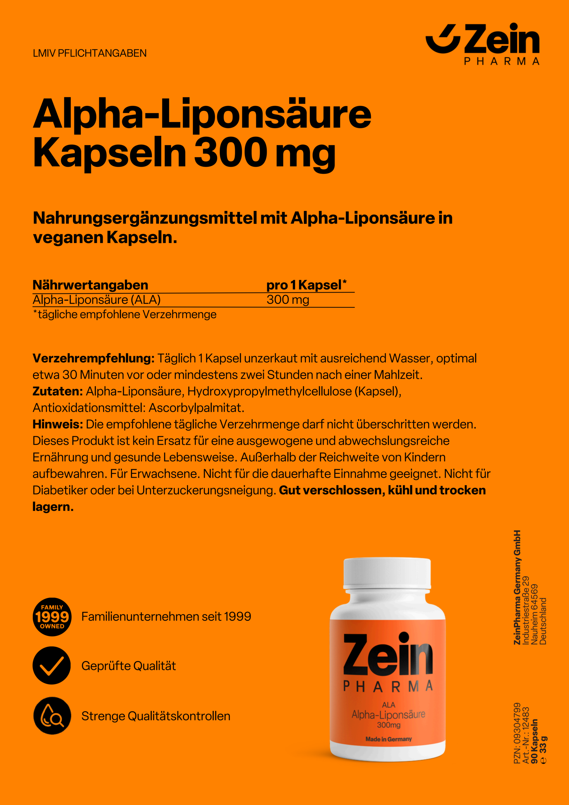ZeinPharma Alpha-Liponsäure Kapseln 300 mg - 图片 3
