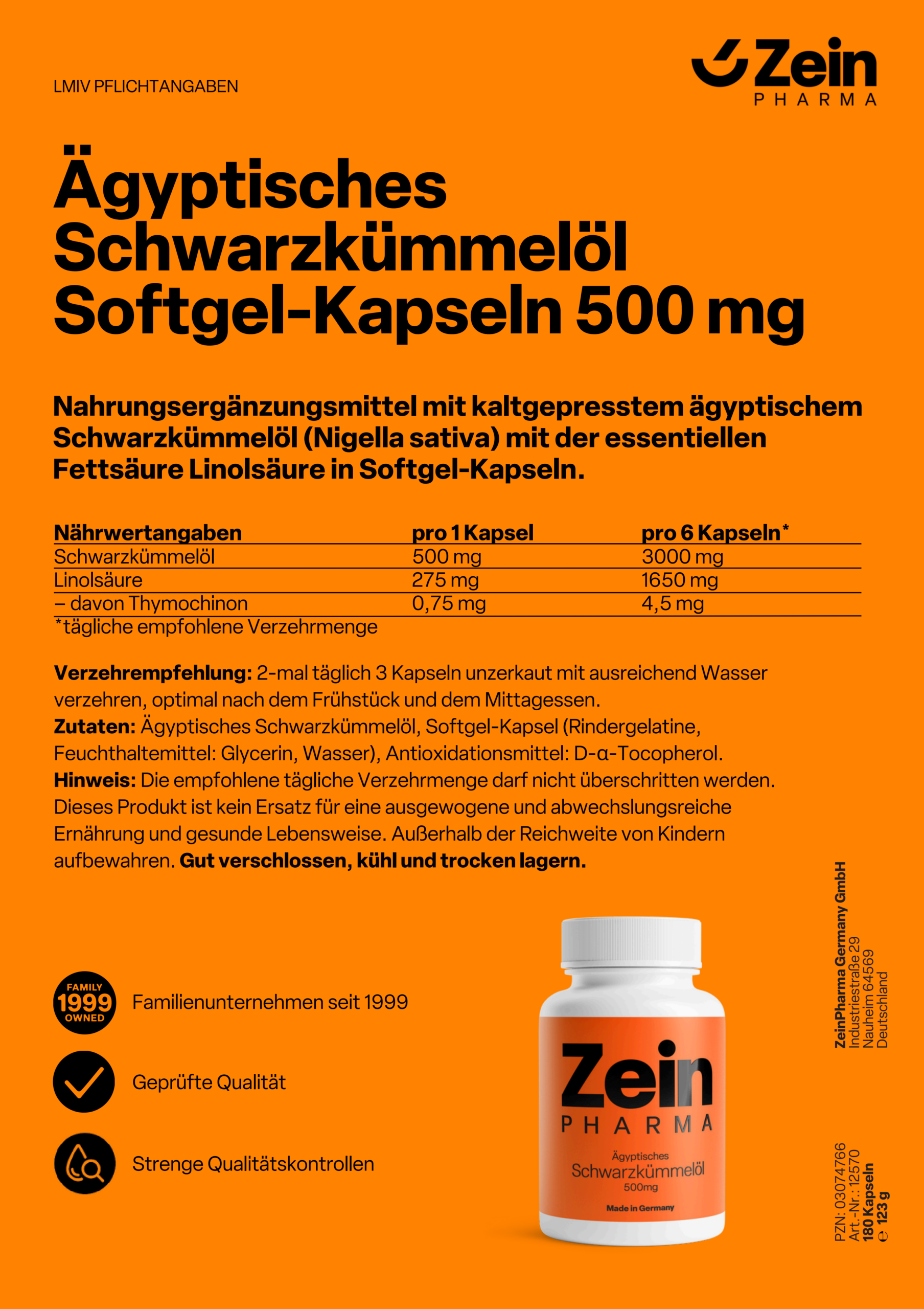 ZeinPharma Nachtkerzenöl Softgel-Kapseln 500 mg - 图片 3