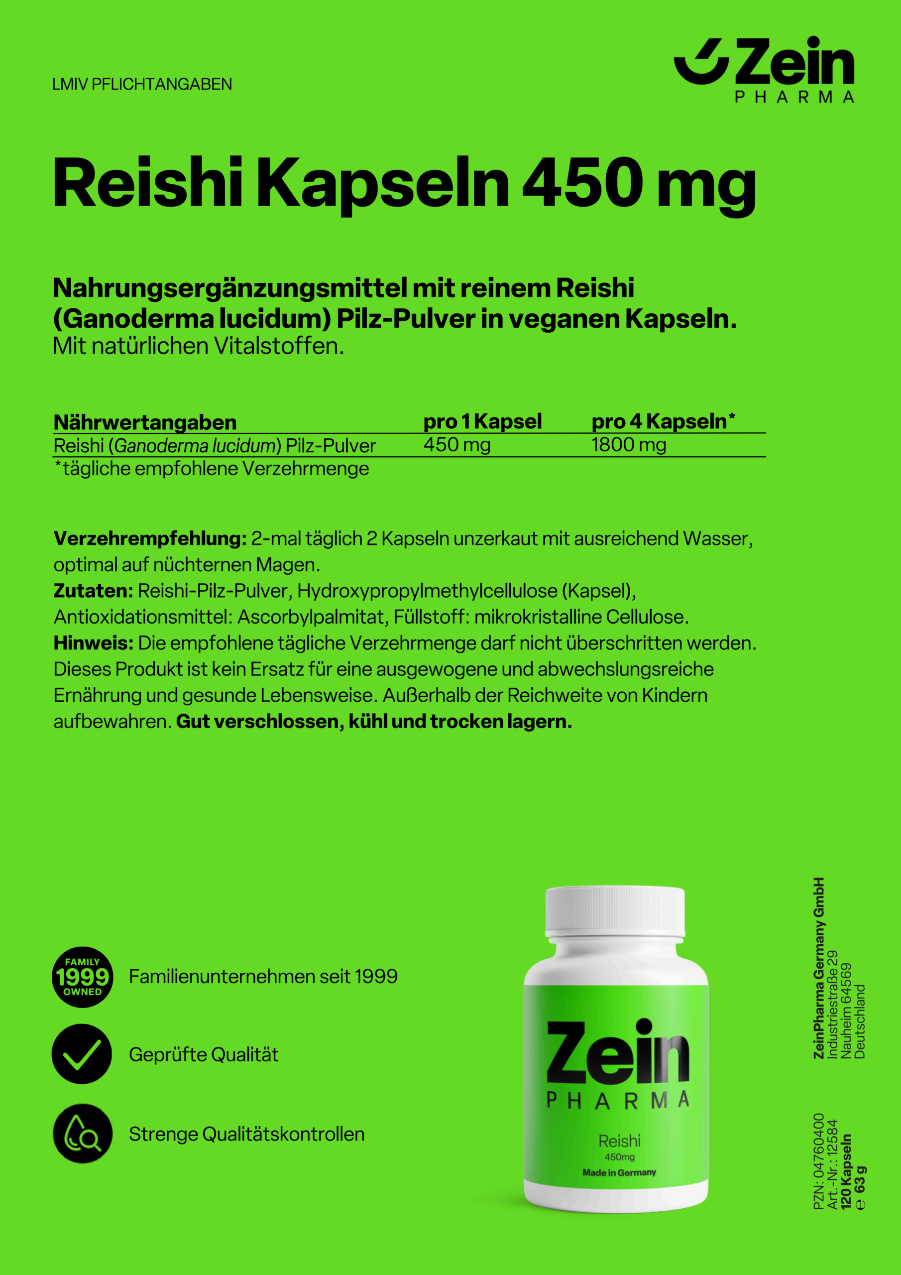 ZeinPharma Reishi Kapseln 450 mg - 图片 3