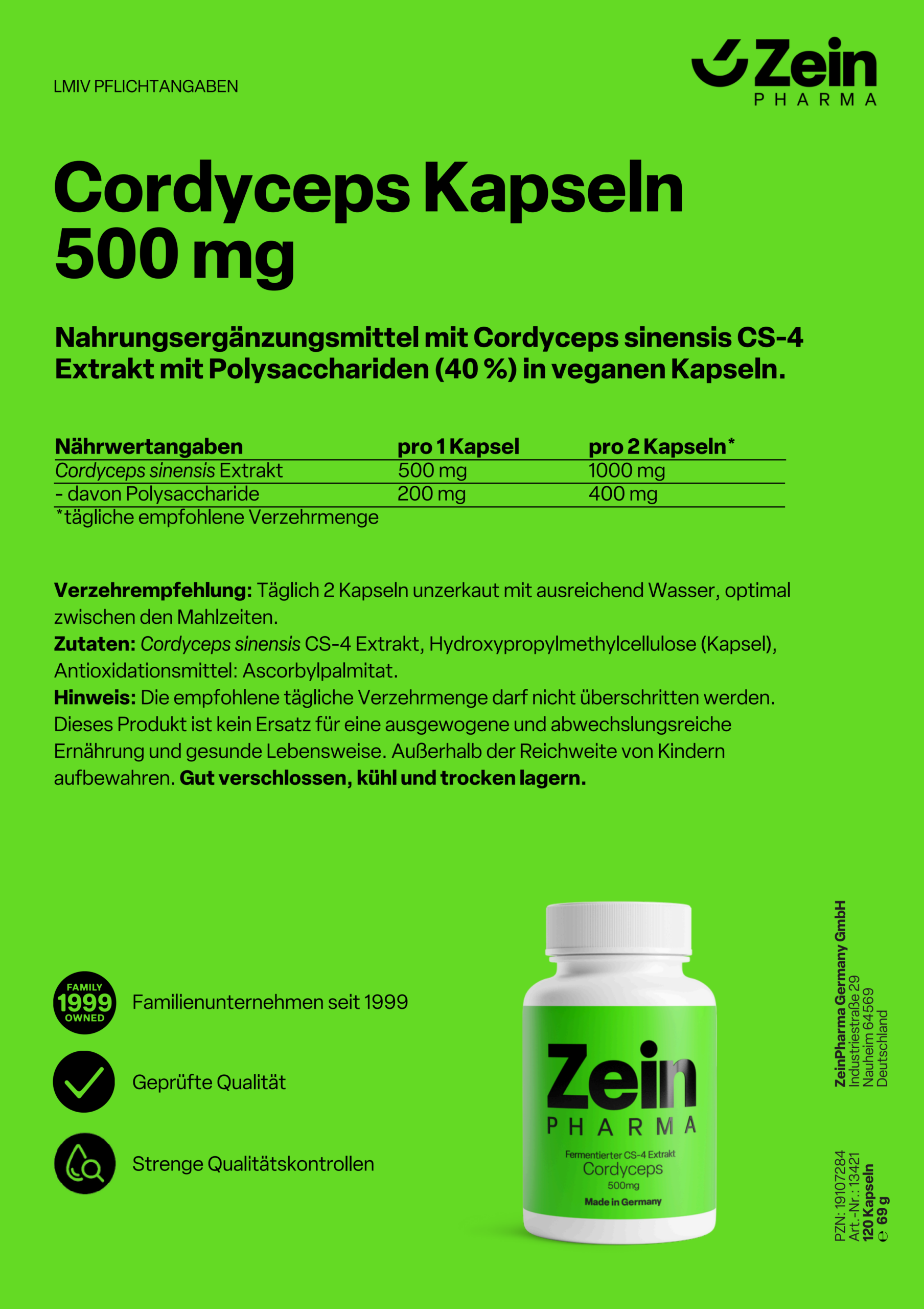 ZeinPharma Cordyceps Kapseln 500 mg - 图片 3