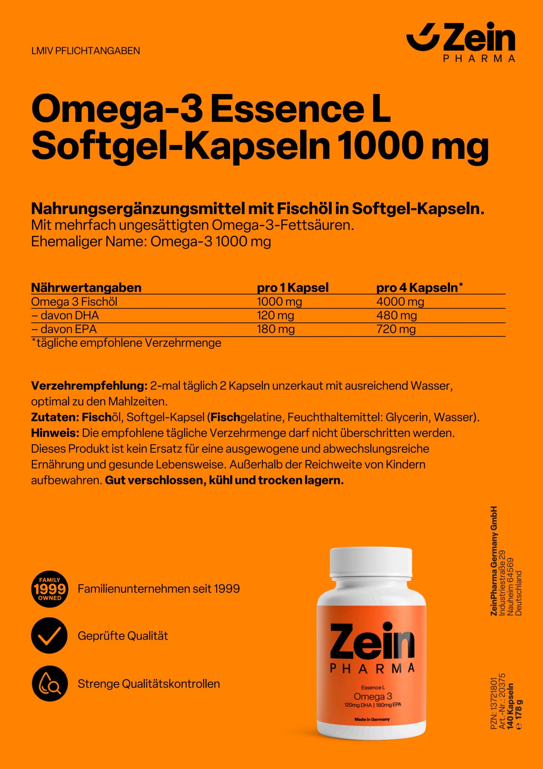 ZeinPharma Omega-3 Essence L Softgel-Kapseln 1000 mg - 图片 3