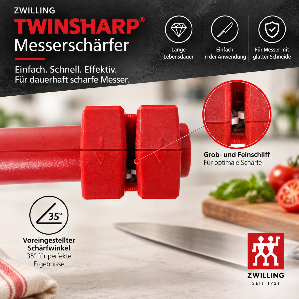 Zwilling Twinsharp Messerschärfer Rot - 图片 3