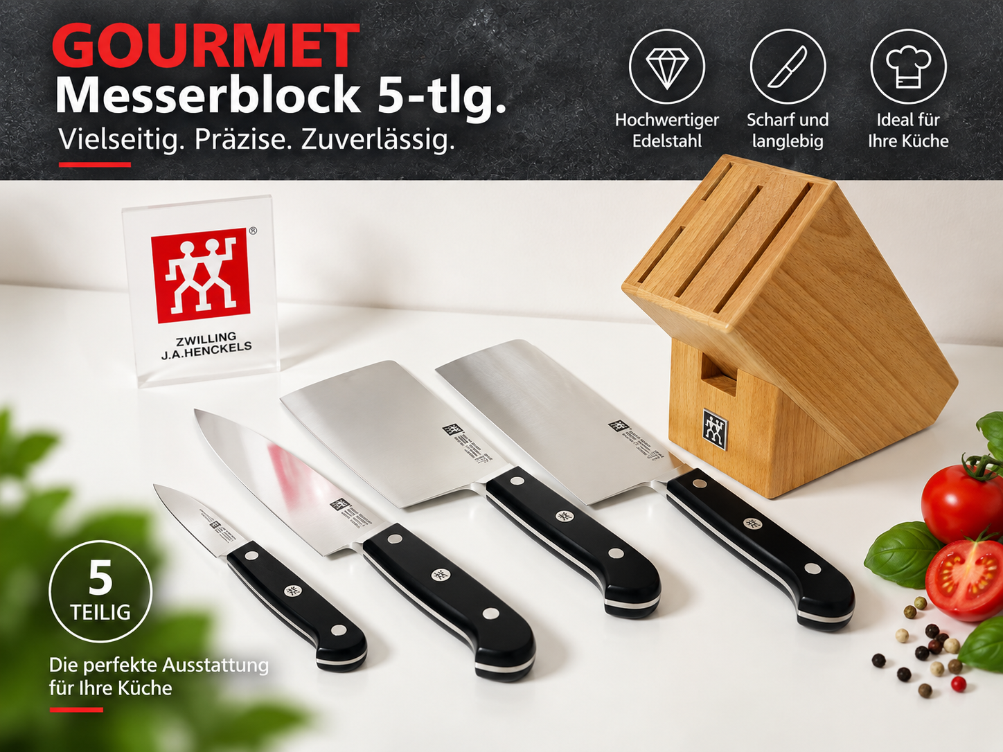 Zwilling Gourmet 5-tlg, Messerblockset, Natur - 图片 7