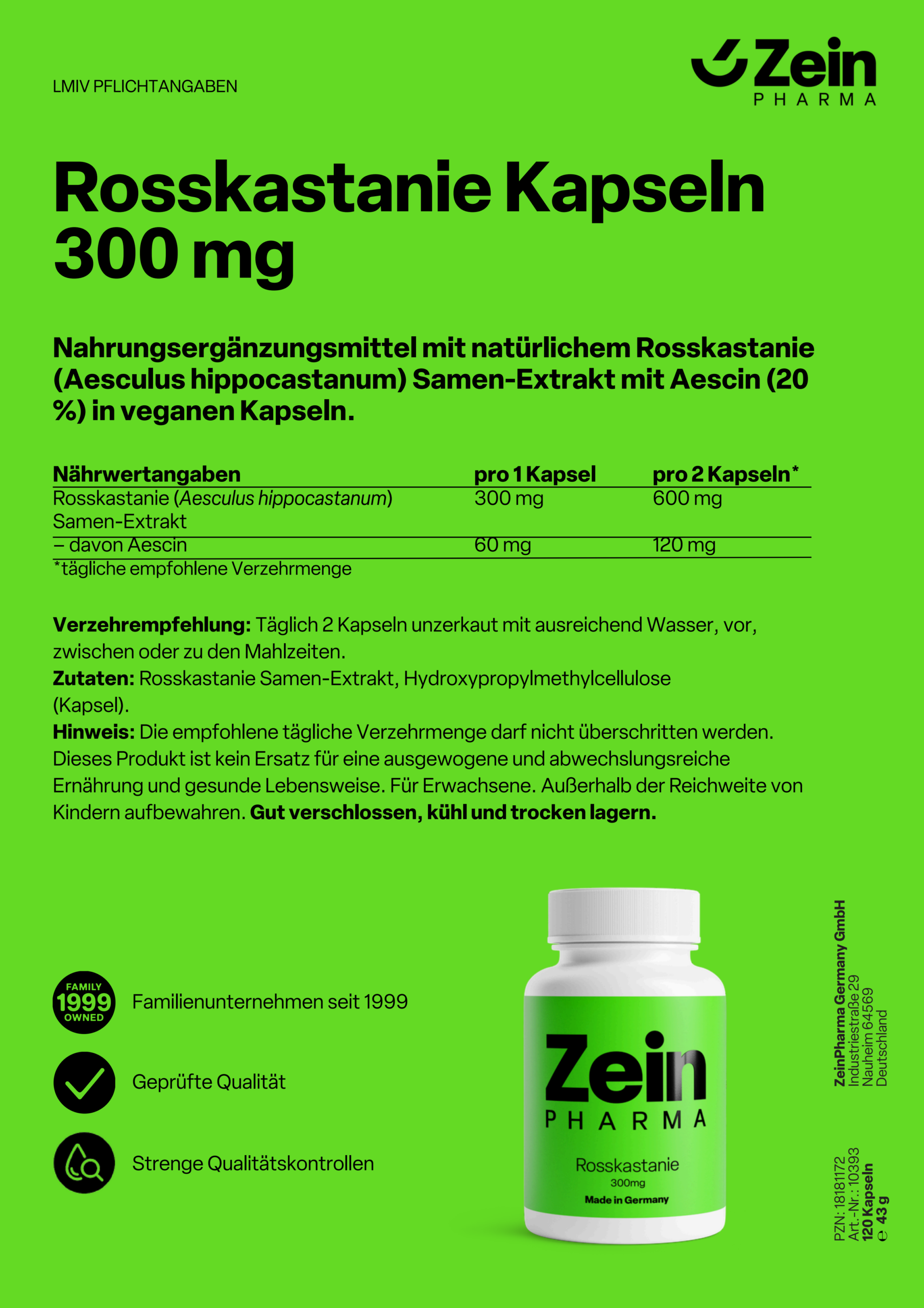 ZeinPharma Rosskastanie Kapseln 300 mg - 图片 3