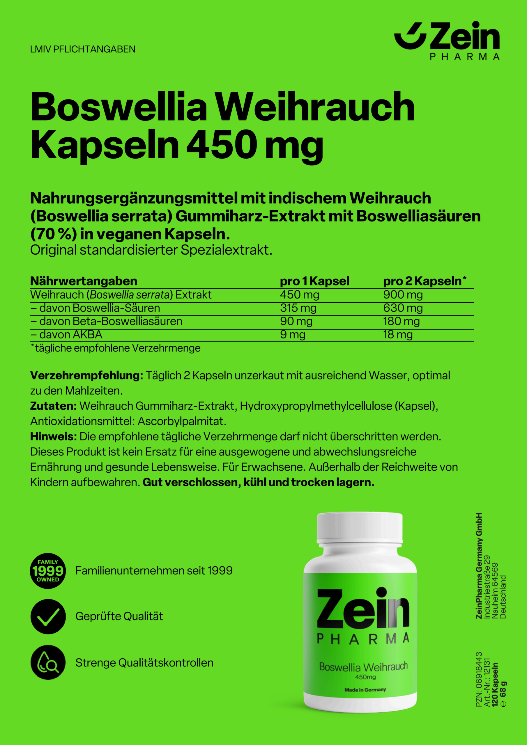 ZeinPharma Boswellia Weihrauch Kapseln 450 mg - 图片 3